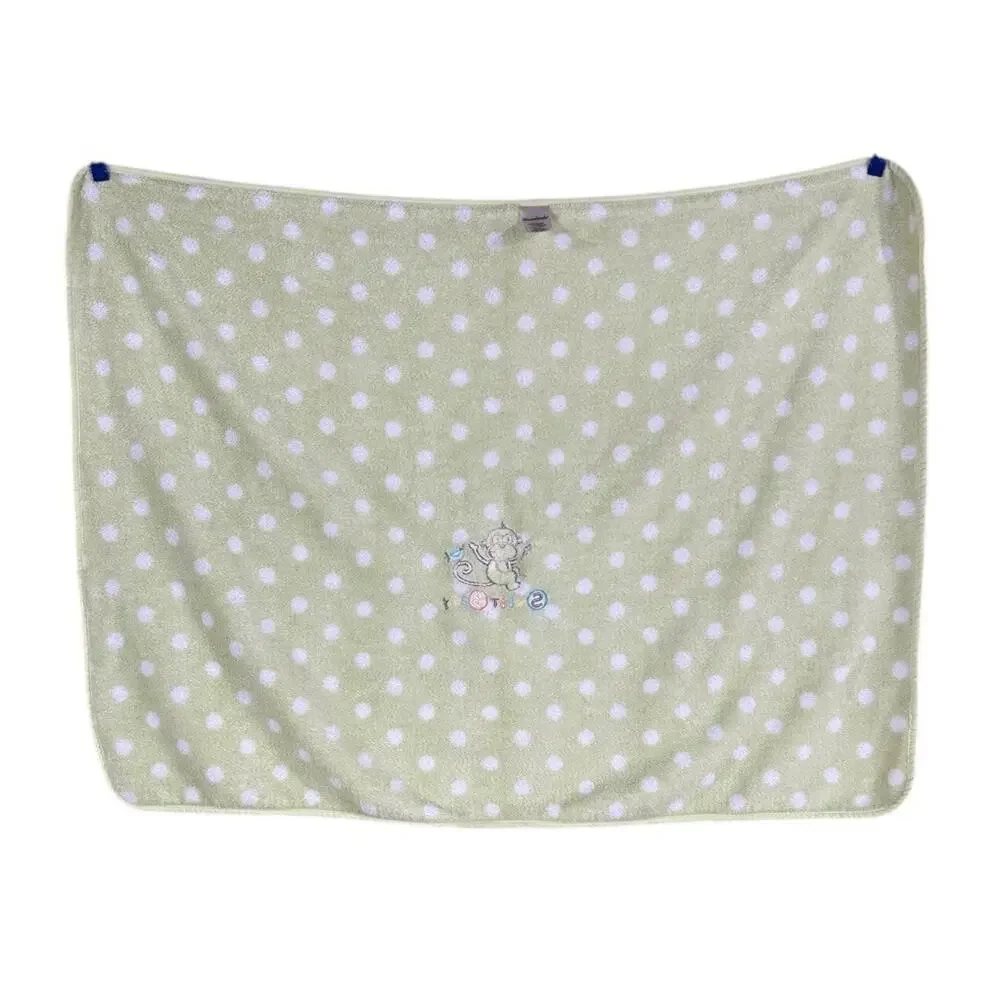 Garanimals Green White Polka Dot “Sweet Baby” Monkey Bird Fleece Blanket